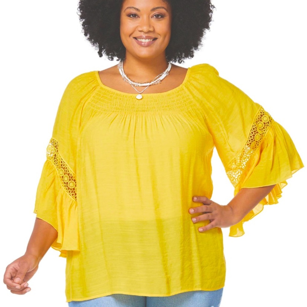 Plus Size Lace Trim Poet Top